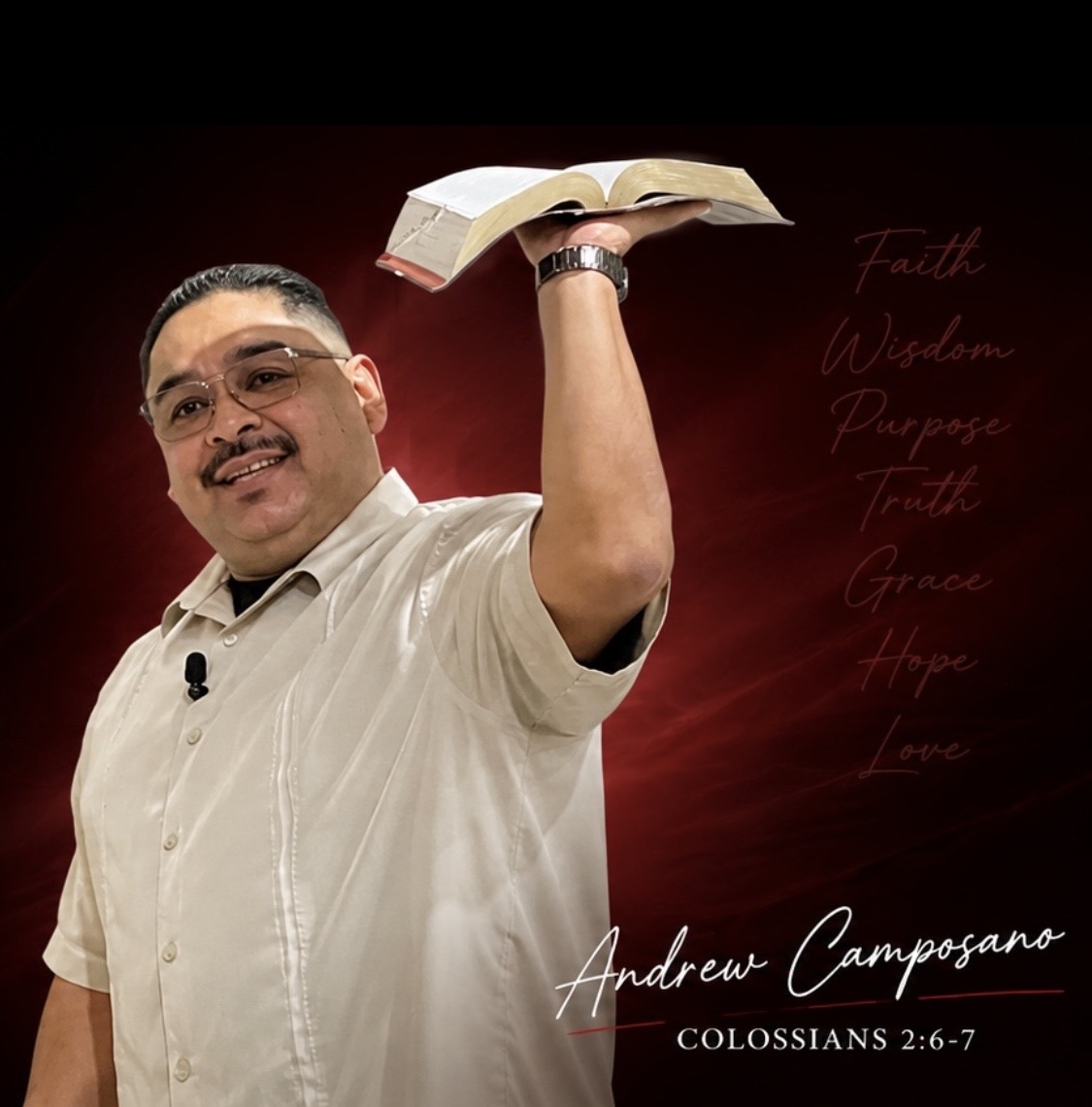 Pastor Andrew Camposano holding a Bible